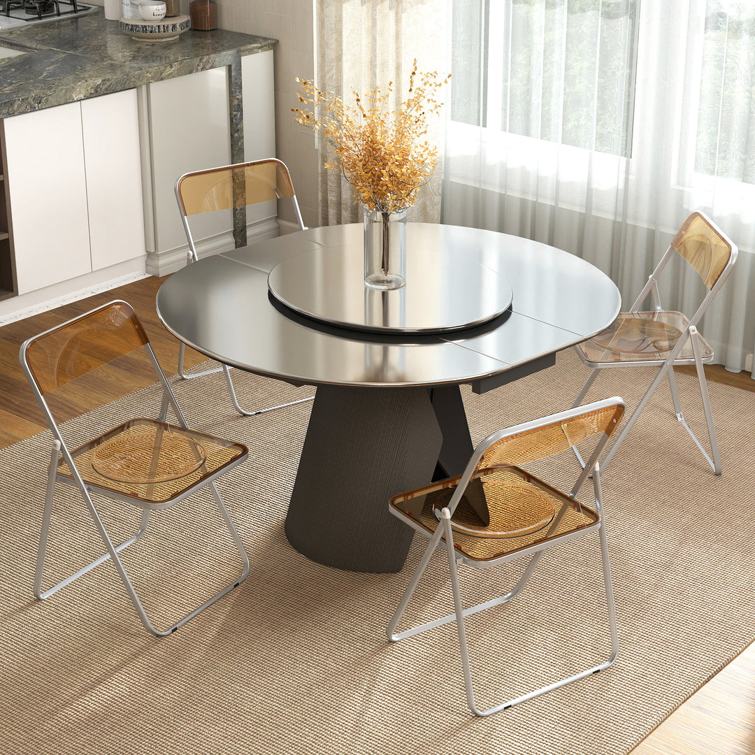 HOMCOM 4 Pack Acrylic Foldable Chairs, Transparent Folding Chairs for Living Room, Home Office, Party, Orange