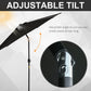 Outsunny 8.5' Round Aluminum Patio Umbrella Garden Parasol Market Sunshade Tilt Canopy w/ 6 Ribs, Crank Handle, Black