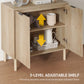 HOMCOM Accent Cabinet with Doors & Adjustable Shelf, Freestanding Storage Cabinet with Wood Legs for Living Room, Oak