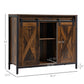 HOMCOM Industrial Sideboard, Buffet Cabinet with Sliding Barn Doors, Storage Cabinets and Adjustable Shelves for Living Room, Kitchen, Home Bar, Rustic Brown