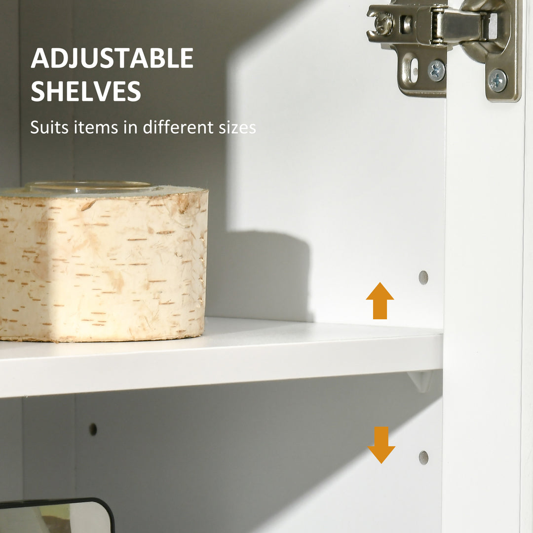 HOMCOM Modern Sideboard, Glass Door Buffet Cabinet with Storage Drawers and Adjustable Shelves, Console Table for Living Room, Kitchen, Entryway, White