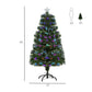 HOMCOM 4ft Pre-Lit Optic Fiber Xmas Tree Artificial Spruce Tree Top Star