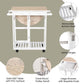 HOMCOM Kitchen Trolley 3 Piece Kitchen Cart Set Drop Leaf Breakfast Table and 2 Stools w/ Rolling Wheels & Towel Bars, Wood & White