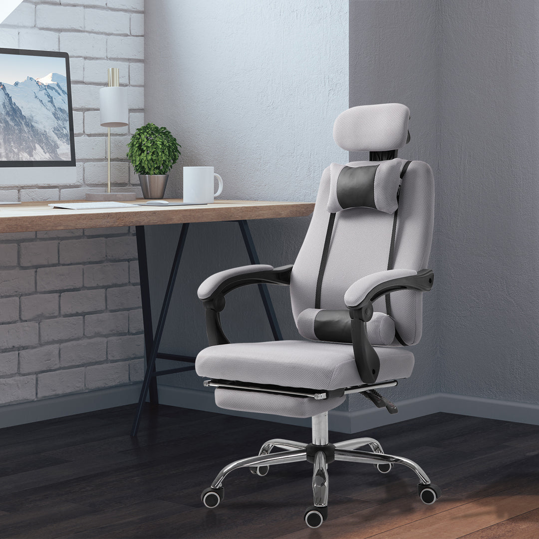 Vinsetto Ergonomic Executive High Back Office Chair with Footrest,Lumbar Support,Grey