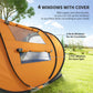 Outsunny 4 Person Camping Tent, Easy Pop Up Tent with Doors, Windows and Carry Bag, Automatic Setup Tent for Hiking, Orange