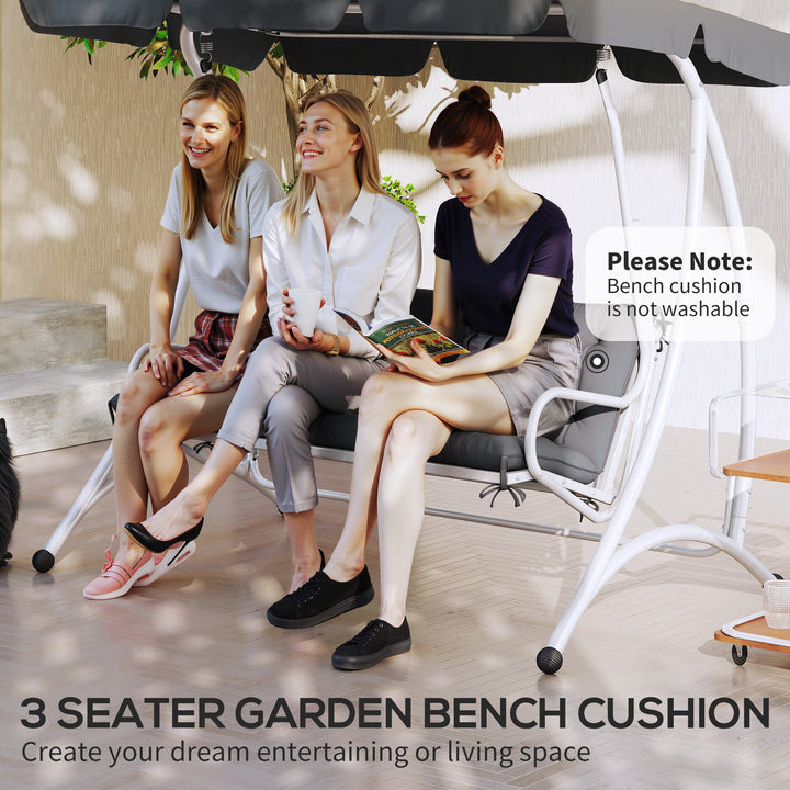 Outsunny 3 Seater Outdoor Seat Pads Bench Swing Chair Replacement Cushions Backrest for Patio Garden, Dark Grey