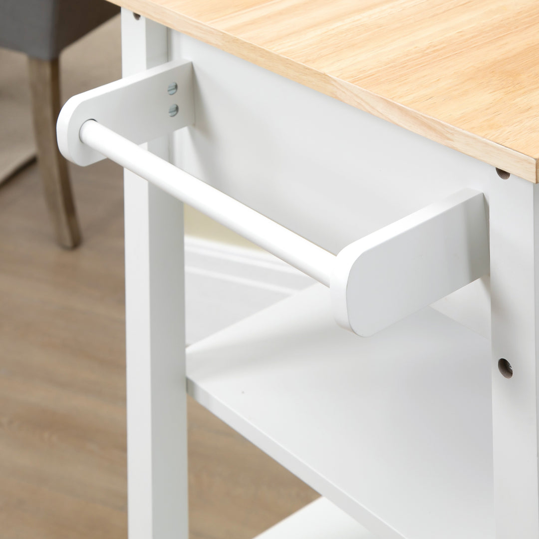 HOMCOM Kitchen Island, Compact Kitchen Cart on Wheels with Open Shelf & Storage Drawer for Dining Room, Kitchen, Black