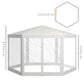 Outsunny Î¦13' Hexagon Party Tent Patio Gazebo Outdoor Activity Event Canopy Quick Sun Shelter Pavilion with Netting Mesh Sidewall Cream White