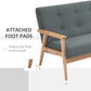 HOMCOM 45" 2 Seat Sofa, Upholstered Two Seater Couch with Rubber Wood Legs for Bedroom, Living Room, Dark Grey
