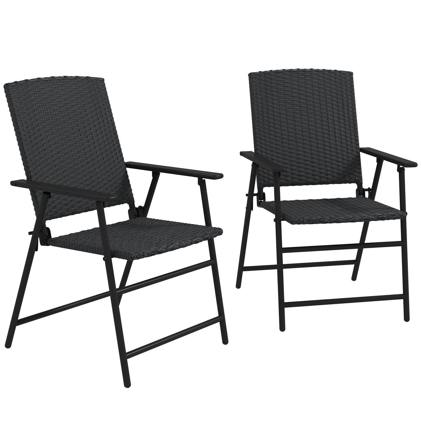 Outsunny Outdoor Wicker Dining Chair Set of 4, Rattan Foldable Chair with Steel Frame for Garden, Backyard, Porch, Brown