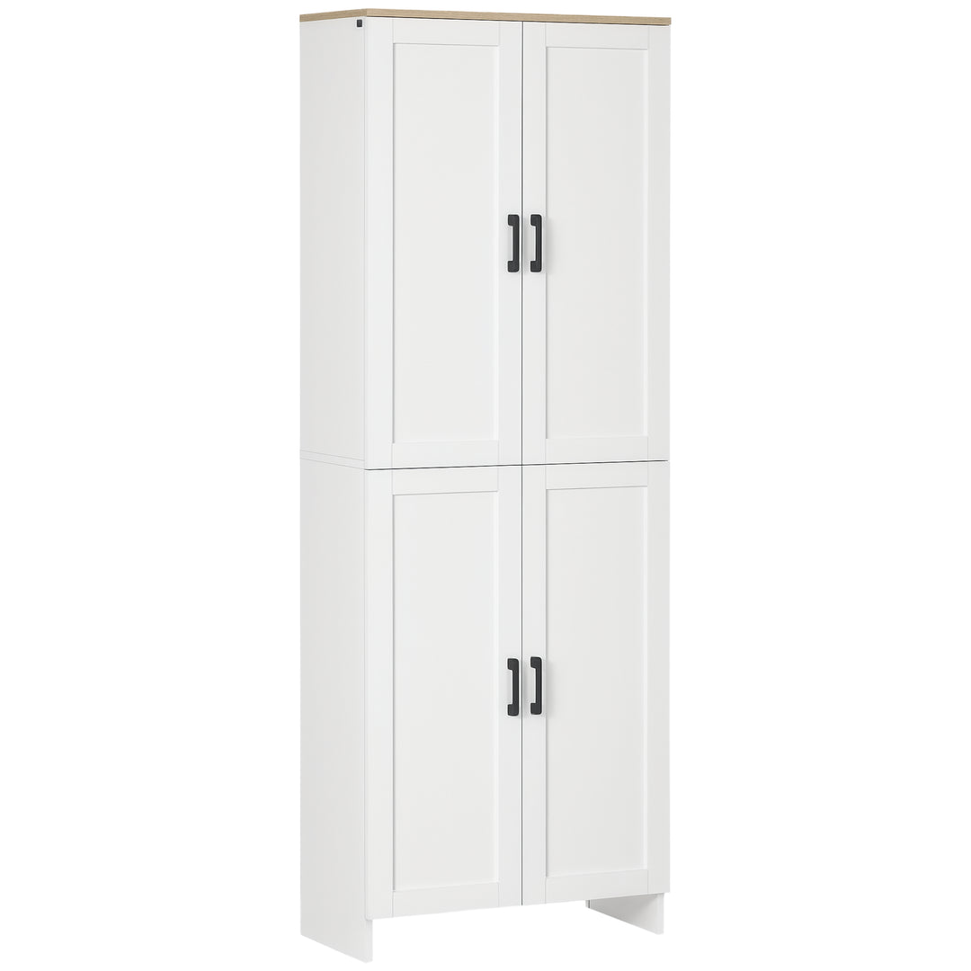 HOMCOM 67" 4-Door Kitchen Pantry Cabinet, Freestanding Storage Cabinet Cupboard with Adjustable Shelves, White