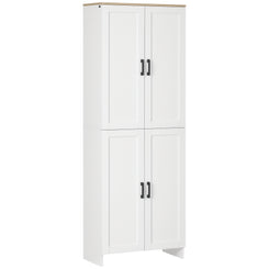 HOMCOM 67" 4-Door Kitchen Pantry Cabinet, Freestanding Storage Cabinet Cupboard with Adjustable Shelves, White