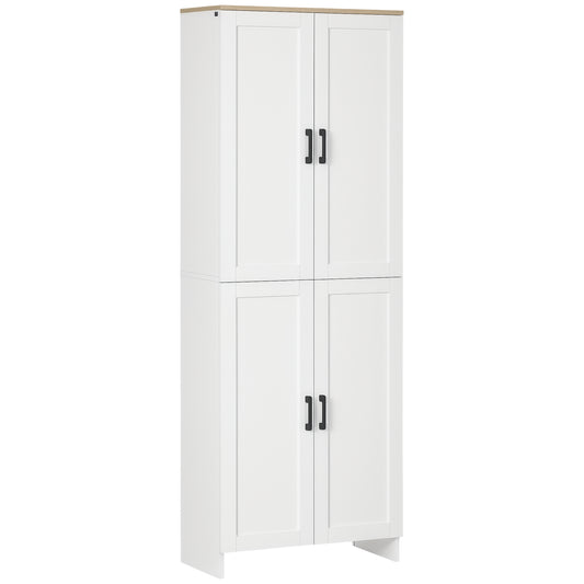 HOMCOM 67" 4-Door Kitchen Pantry Cabinet, Freestanding Storage Cabinet Cupboard with Adjustable Shelves, White
