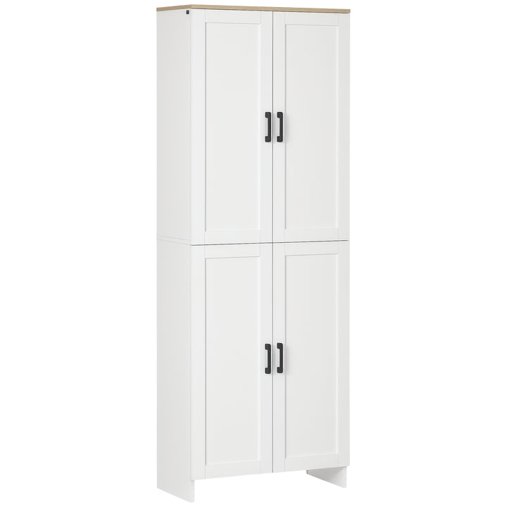 HOMCOM 67" 4-Door Kitchen Pantry Cabinet, Freestanding Storage Cabinet Cupboard with Adjustable Shelves, White