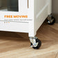 HOMCOM Rolling Kitchen Cart with Drawer and Glass Door Cabinet, Kitchen Island on Wheels with Towel Rack, White