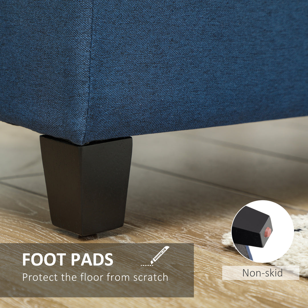 HOMCOM Rectangular Entry Bench, Tufted Upholstered Linen Fabric Wood Feet Storage Ottoman Bench, Beige