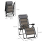 Outsunny Wicker Folding Lounge Chair with Adjustable Backrest, Rattan Recliner Chair with Headrest & Side Table Tray, Grey