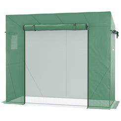 Outsunny 6.6' x 2.5' x 5.5' Patio Hot House, Walk-in Garden Greenhouse with Steel Frame, Door, Window for Balcony, Patio, Green