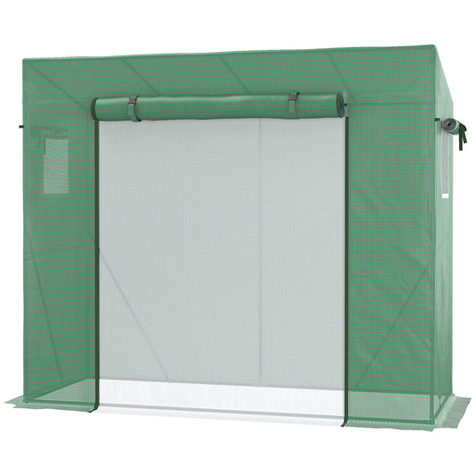 Outsunny 6.6' x 2.5' x 5.5' Patio Hot House, Walk-in Garden Greenhouse with Steel Frame, Door, Window for Balcony, Patio, Green