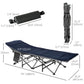 Outsunny Folding Camping Cot with Mattress & Pillow, Double Layer Oxford Heavy Duty Sleeping Cot with Carry Bag Light Grey