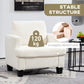 HOMCOM Modern Armchair, Upholstered Chenille Accent Chair with Wood Frame and Back Pillow for Living Room, Dark Grey