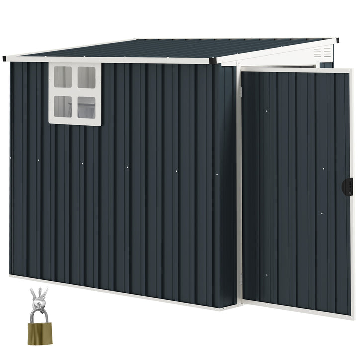 Outsunny 4' x 6' Outdoor Storage Shed, Metal Garden Shed with Window, 2 Vents and Lockable Door for Backyard, Garden, Patio