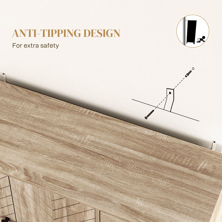 HOMCOM Modern Sideboard, 42.5" Buffet Cabinet with Adjustable Shelves and 3 Drawers, Coffee Bar Cabinet with 2 Doors, Oak