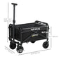 Outsunny Collapsible Folding Garden Cart, Heavy Duty Lawn Wagon with Universal Wheels and Adjustable Handle, Black
