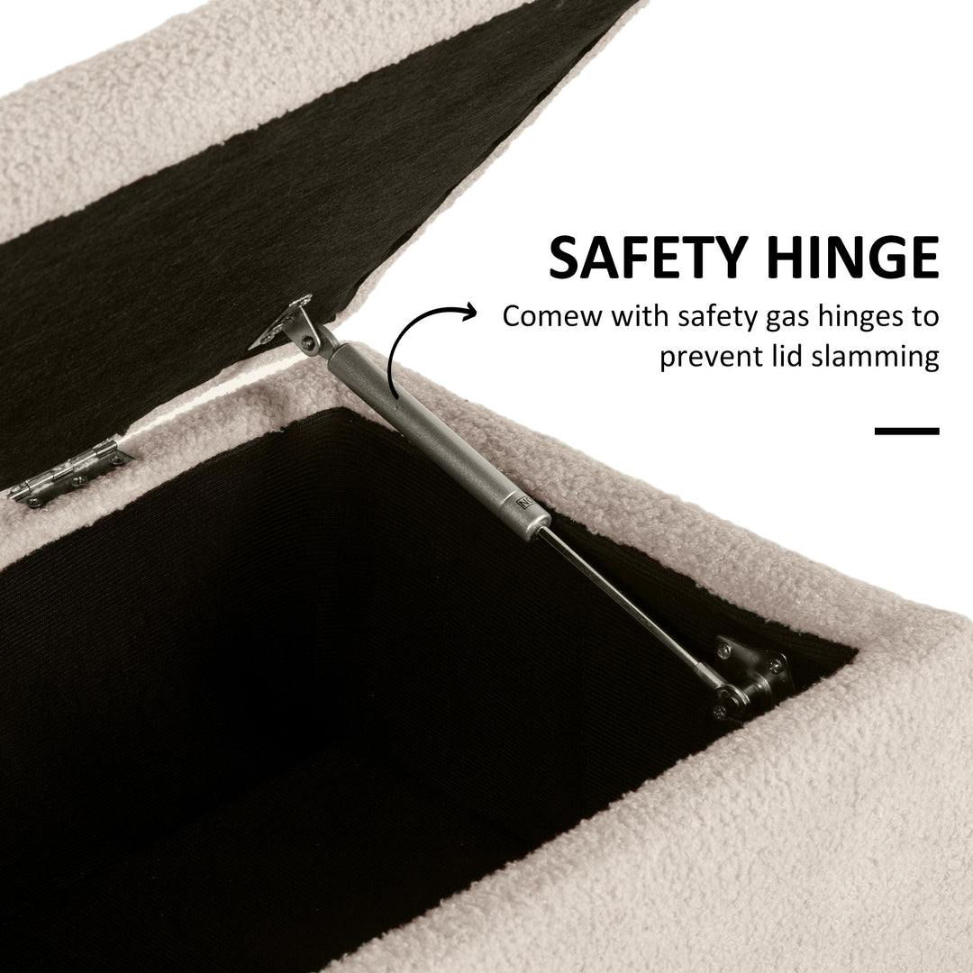 HOMCOM Modern Storage Bench, Ottoman with Storage and Teddy Velvet Upholstery for Living Room, Bedroom, Blue