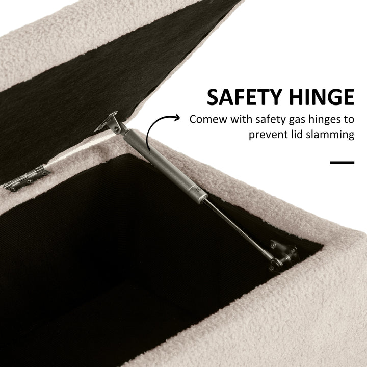 HOMCOM Modern Storage Bench, Ottoman with Storage and Teddy Velvet Upholstery for Living Room, Bedroom, Blue