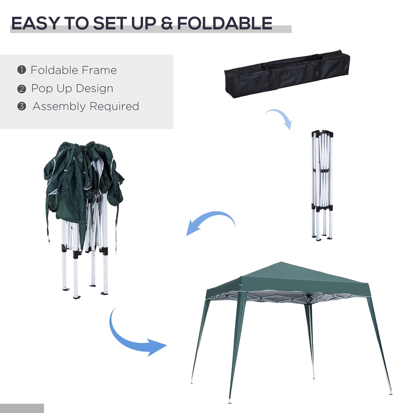 Outsunny 8' x 8' Pop Up Canopy, Outdoor Foldable Tent, Portable Canopy Tent with Carrying Bag for Camping, Party, Picnic, White