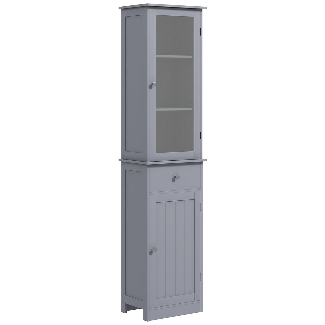 kleankin Tall Bathroom Cabinet, Bathroom Storage Cabinet with Drawers, 2 Doors and Adjustable Shelves, White