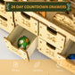 HOMCOM Wooden Christmas Advent Calendar, Lighted 24 Days Xmas Calendar House, Christmas Table Decoration with Countdown Drawers, Bible Characters, Battery Operated, Natural