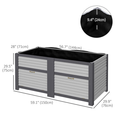 Outsunny Wooden Elevated Planter Box with Storage, 59" x 30" x 29.5" Raised Garden Bed for Vegetables, Flowers, Herbs, Grey