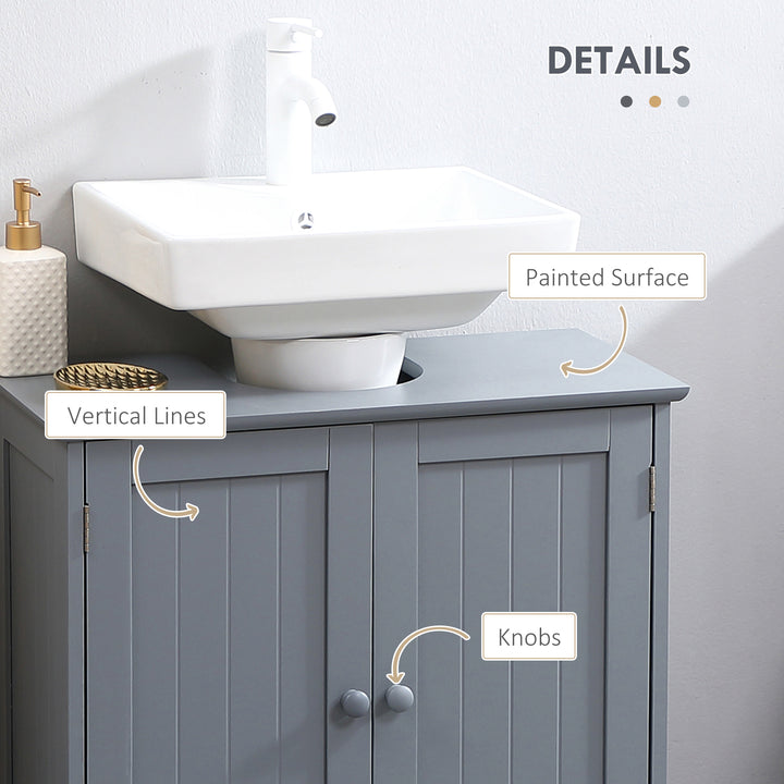 HOMCOM Under Sink Bathroom Cabinet with 2 Doors and Shelf, Pedestal Sink Bathroom Vanity Furniture, White