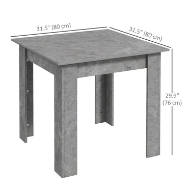 HOMCOM Square Dining Table, Modern Dining Room Table with Faux Cement Effect, Space Saving Small Kitchen Table, Cement Grey