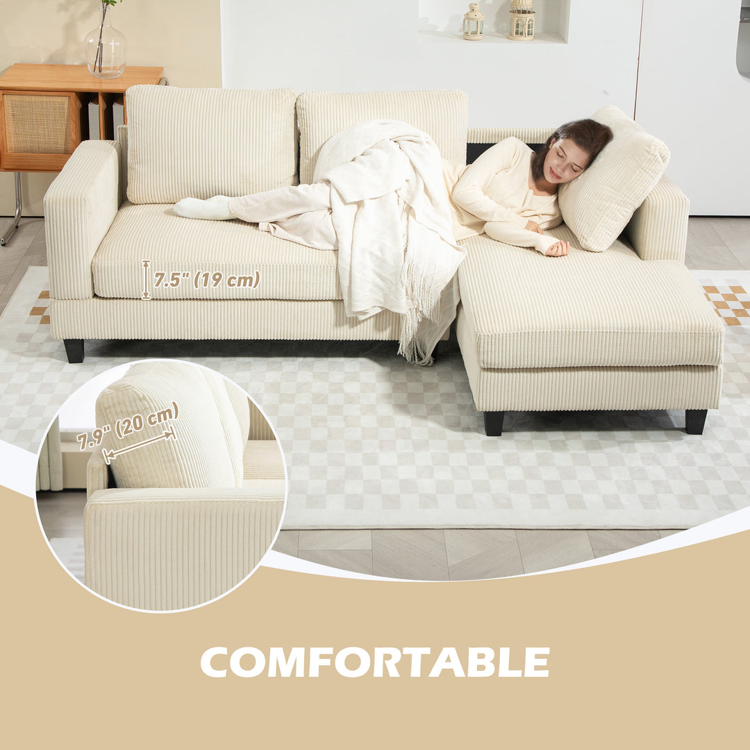 HOMCOM L Shaped Couch, L Shape Sofa with Chaise Lounge and Spring Cushion for Living Room, Bedroom, Grey