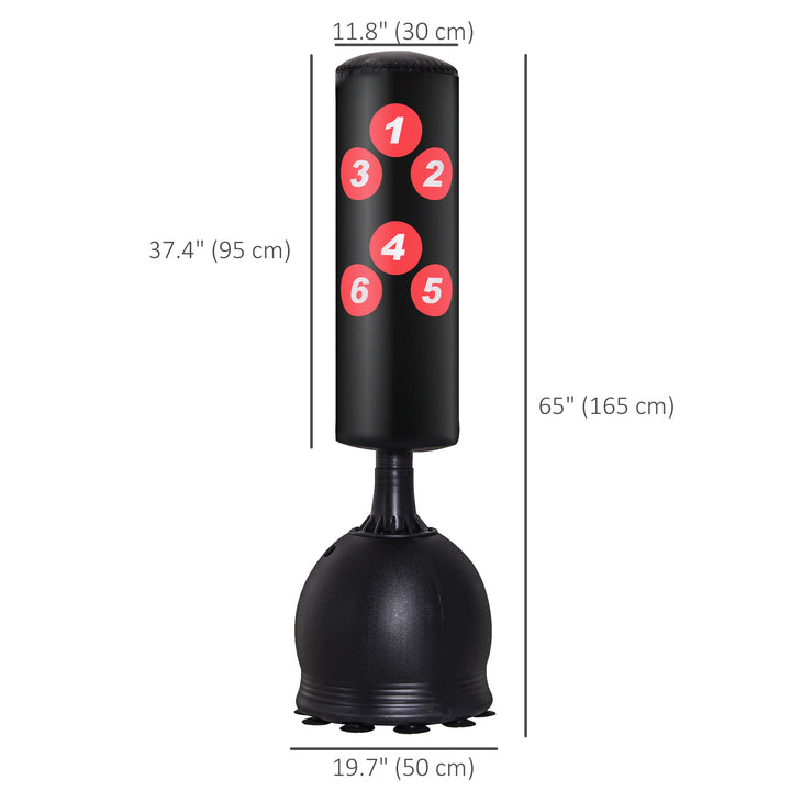 Soozier 65" Freestanding Boxing Punching Bag with Refilled Base and Suction Cups, Black