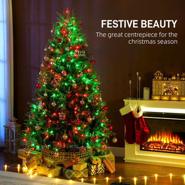 HOMCOM 6.5ft Christmas Tree with Synchronized LEDs, DIY Function, Frasier Grande Fir with Hinge Design, Remote, Daily Timer