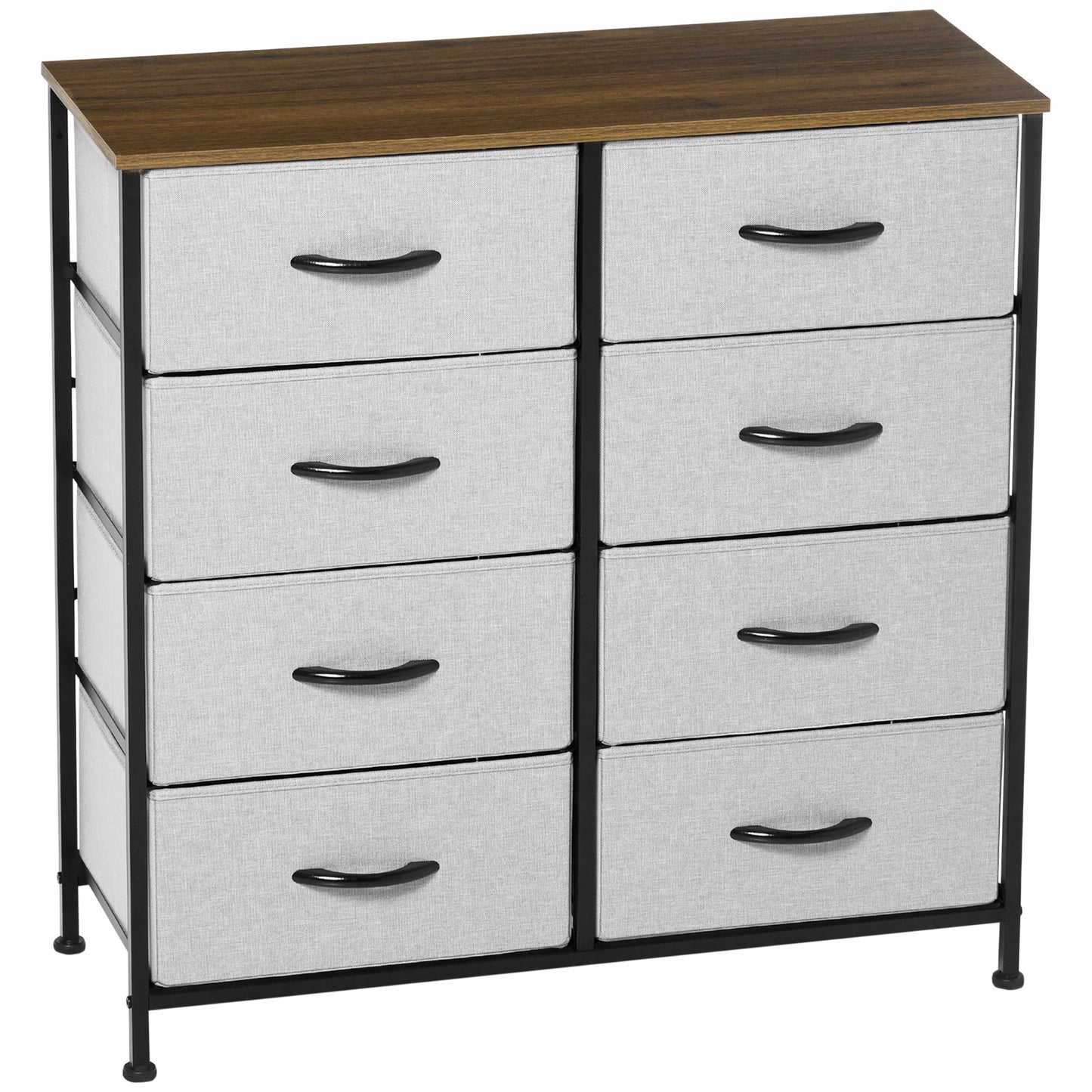 HOMCOM 6 Drawer Dresser for Bedroom, Fabric Chest of Drawers with Steel Frame, Wood Grain Top and Handles, Grey