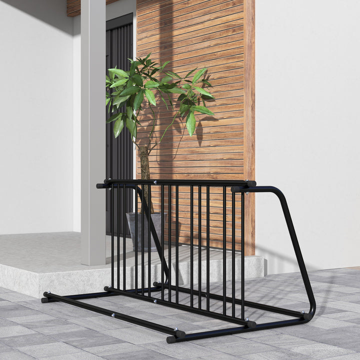 DURHAND All-Steel Bike Rack, 61" Bike Stand, 6-Bike Capacity, Dual-Side, for Garages Streets Yards Schools