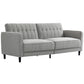 HOMCOM Convertible Bed with Couch, Button Tufted Fabric Sofa Bed with Adjustable Back for Living Room, Charcoal Grey