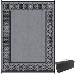 Outsunny Portable Outdoor Rug with Carrying Bag, 9' x 12' Reversible Mat, Waterproof Plastic Straw RV Rug for Backyard, Deck, Picnic, Beach, Camping, Black and Grey