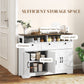 HOMCOM Sideboard, Buffet Cabinet with 4 Barn Doors and 3 Drawers, Coffee Bar Cabinet with Adjustable Shelves, Black