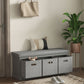 HOMCOM Shoe Storage Bench with Seat, Entryway Bench Seat with Cushion, 3 Fabric Drawers for Hallway, Grey