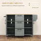 HOMCOM Rolling Kitchen Cart on Wheels with Drop Leaf, Kitchen Island with 3 Drawers, Solid Wood Top and Towel Rack, White