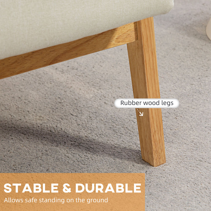 HOMCOM Mid-Century Modern Accent Chair Retro Fabric Armchair Wooden Arm Upholstered Lounge Chair for Living Room Floral