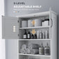 kleankin Modern Over The Toilet Storage, Bathroom Cabinets Over Toilet with Open Shelves and Double Door Cabinet, White