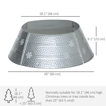 HOMCOM 26" Christmas Tree Base Cover, Christmas Tree Collar with Hollow Snowflake Pattern for Holiday, Party, Silver