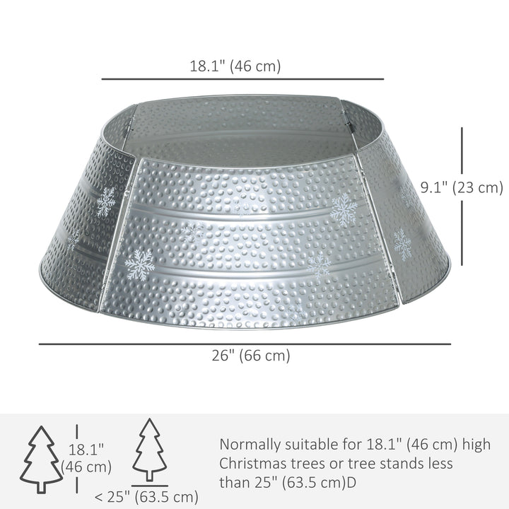 HOMCOM 26" Christmas Tree Base Cover, Christmas Tree Collar with Hollow Snowflake Pattern for Holiday, Party, Silver